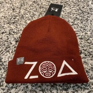 Under Armour ZOA Hat Beanie Fitted Mens One Size‎ Red Knit Winter Logo NEW